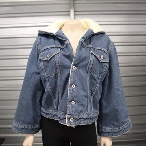 Levi's Women's Sherpa Lined Denim Jacket With Hoodie Blue Large, NWT